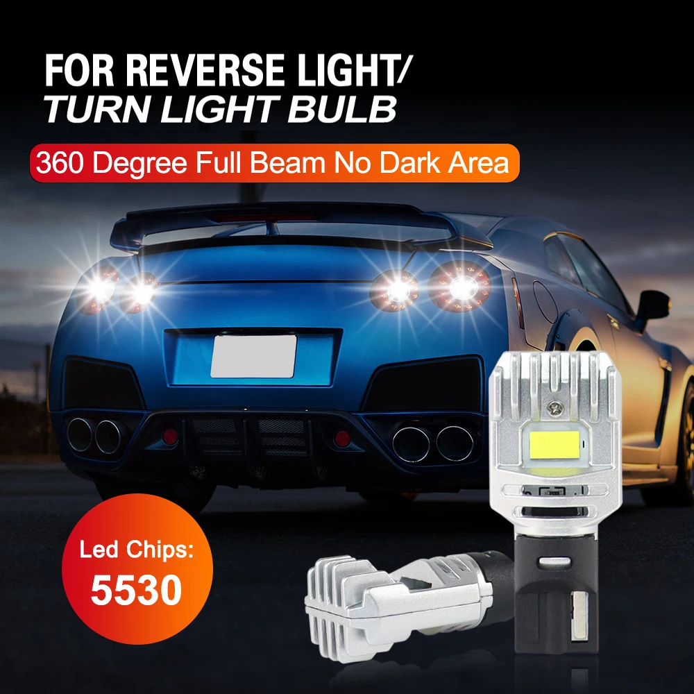 2 x 2000 Lumen Canbus T15 W16W LED-Auto-Rückfahrlicht, Blinkerlicht, weißes Licht, superhell, kein Wechsel der Original-Autoverkabelung, ersetzt nur die Original-Autolampen, 2 T15-Glühbirnen