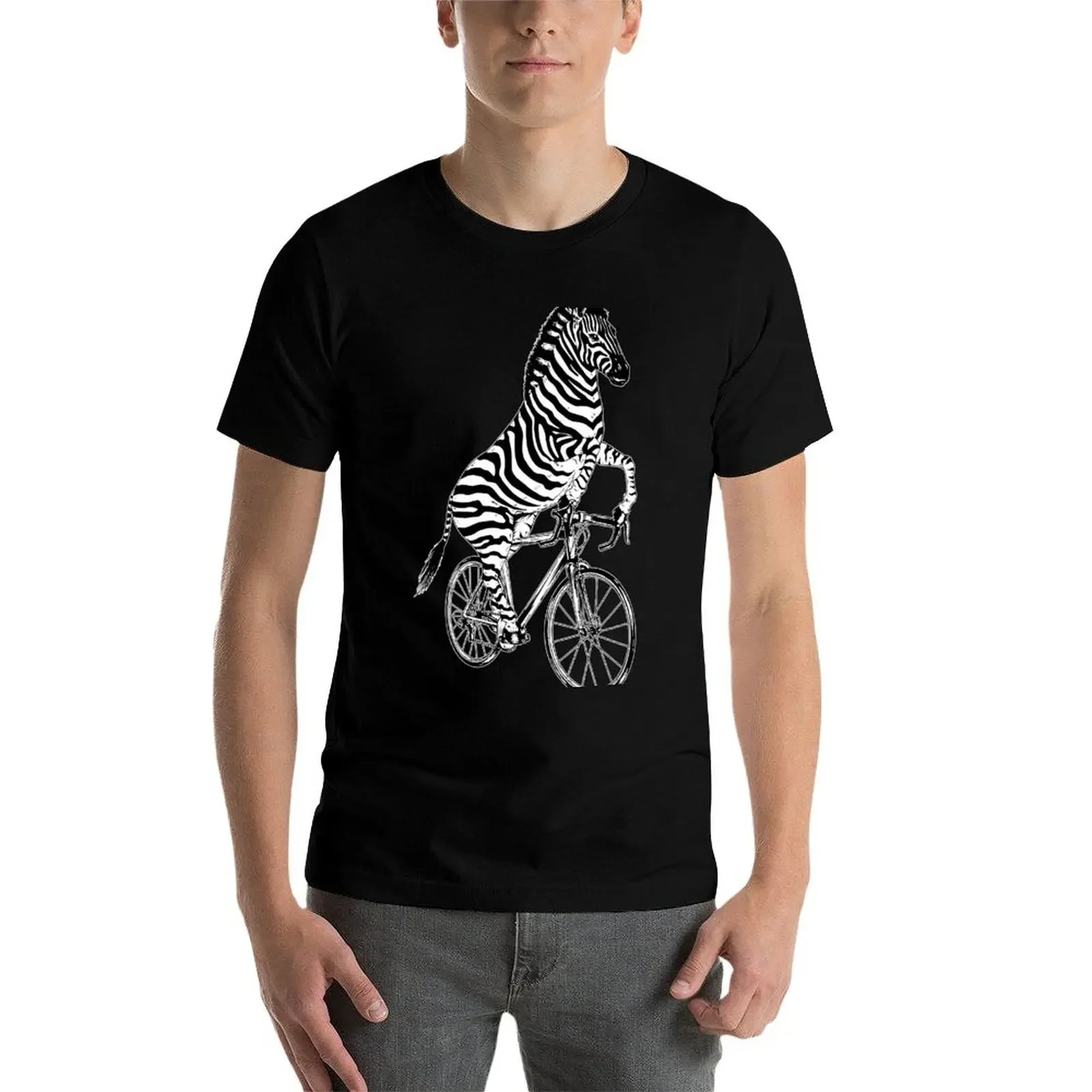 Kerékpározás Zebra Póló Blúz Kék szín Irattár Anime cucc Esztétikai Öltözés mens Pamut T shirts