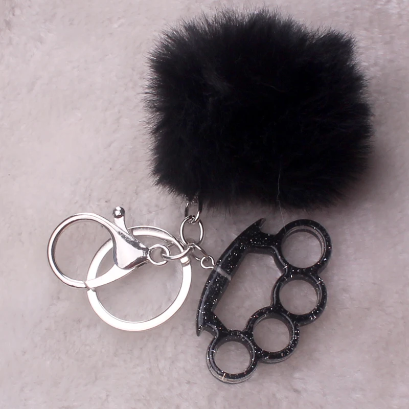 Hand Made Fur Ball Resin Glitter Knuckle Pendant Key Chains For Women Men Fashion Punk Keychain Key Ring Jewelry Gifts di377