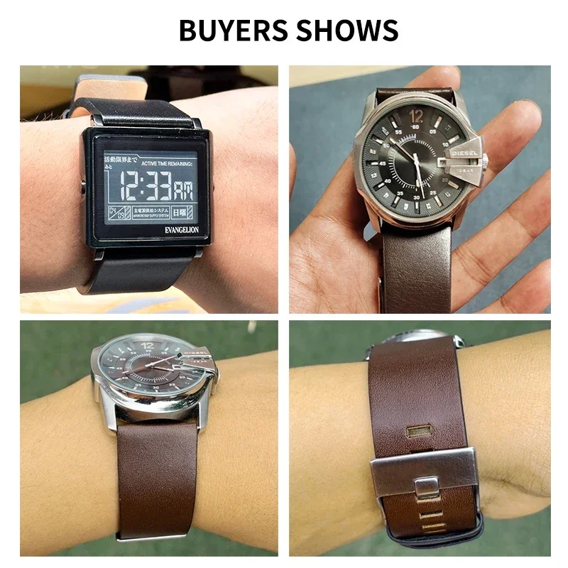 Fine Quality Genuine Leather Watchbands for Diesel Dz7413 Dz7257 Dz4343 Dz7332 Large Size Waterproof Strap 22 24 26 28mm