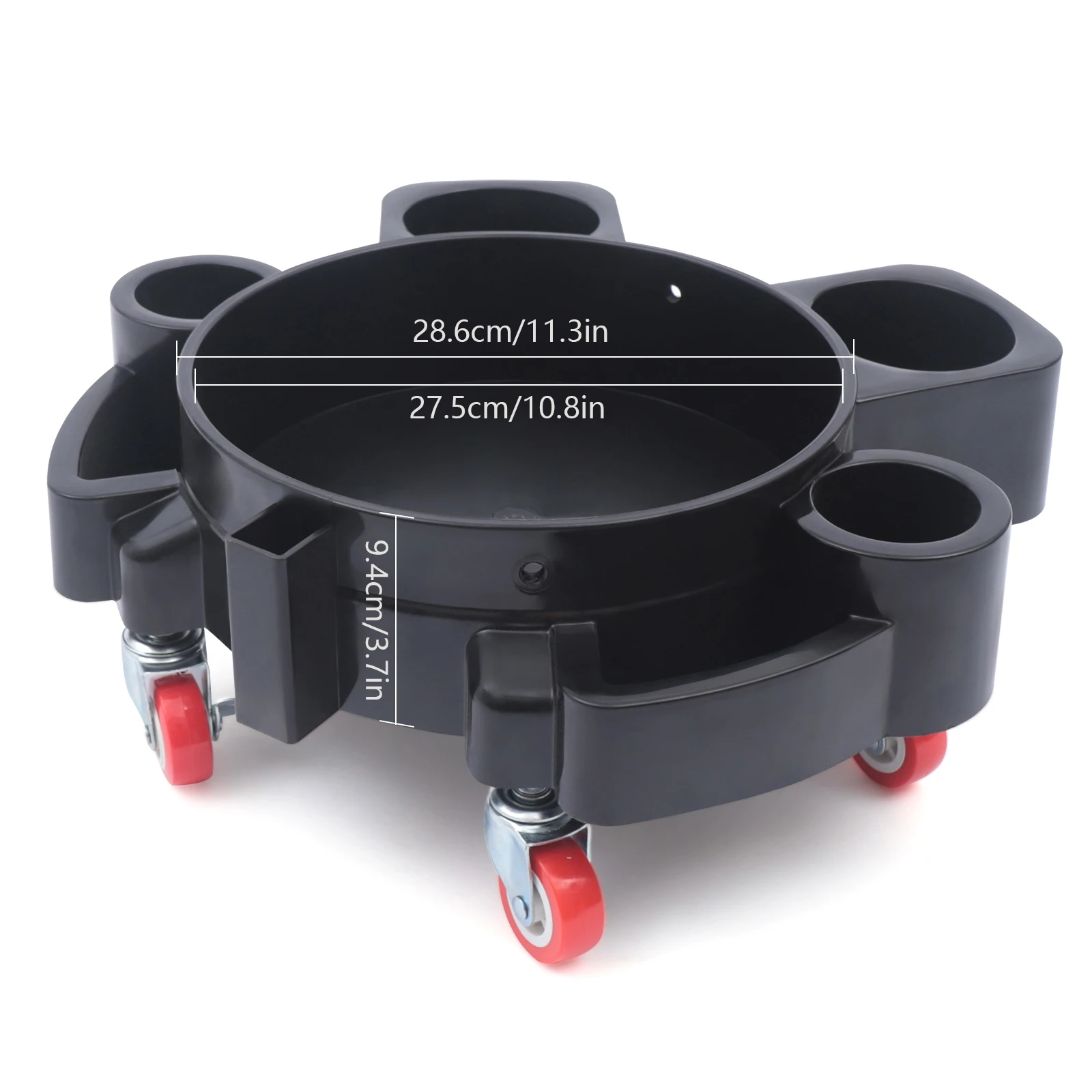 Black Bucket Dolly Wash Professional Bucket Dolly with Wheel Casters Car Wash Dolly with  Five Pulleys Rotate 360 Degrees view 4