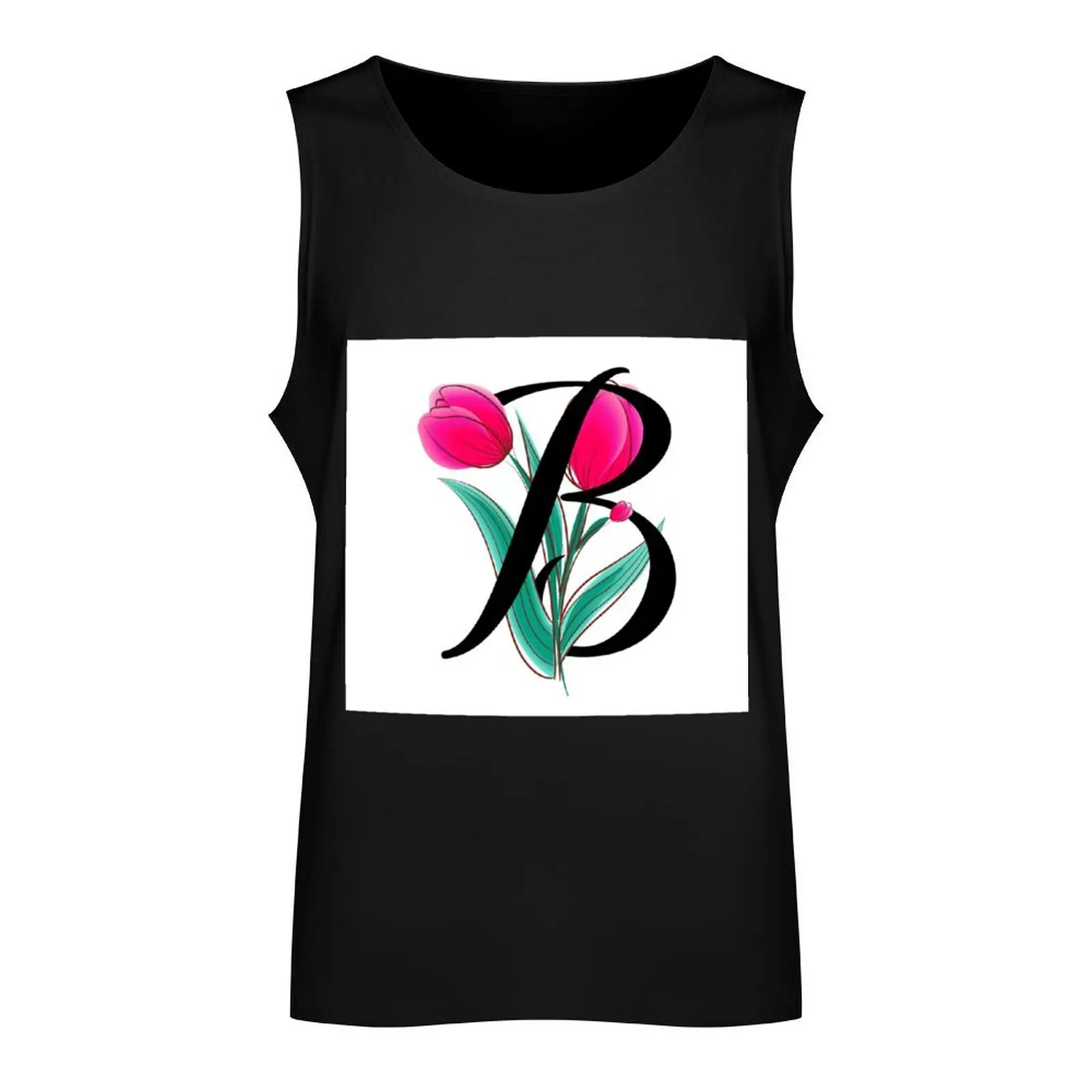 Letter B tulip Tank Top gym t shirt men gym clothing gym clothes for man Vest