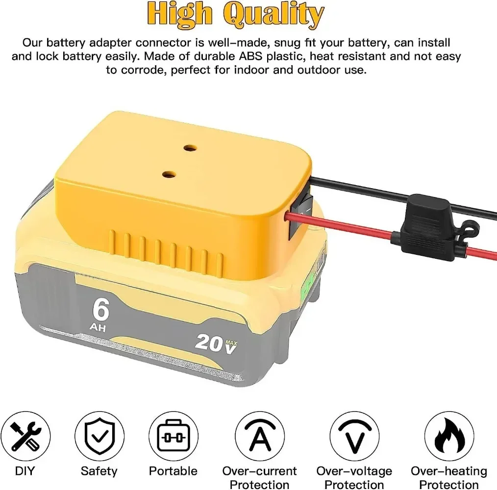 Imagem -06 - Adaptador Power Wheels para Dewalt Adaptador de Bateria com Interruptor Terminais de Fusível e Fio 12awg Wire Faça Você Mesmo Ride on Truck rc Car Toys 20v