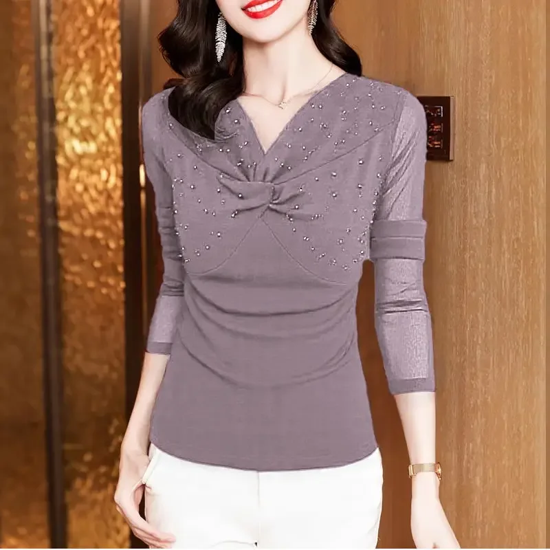 

Новая сетчатая женская футболка с длинными рукавами, темпераментный базовый топ