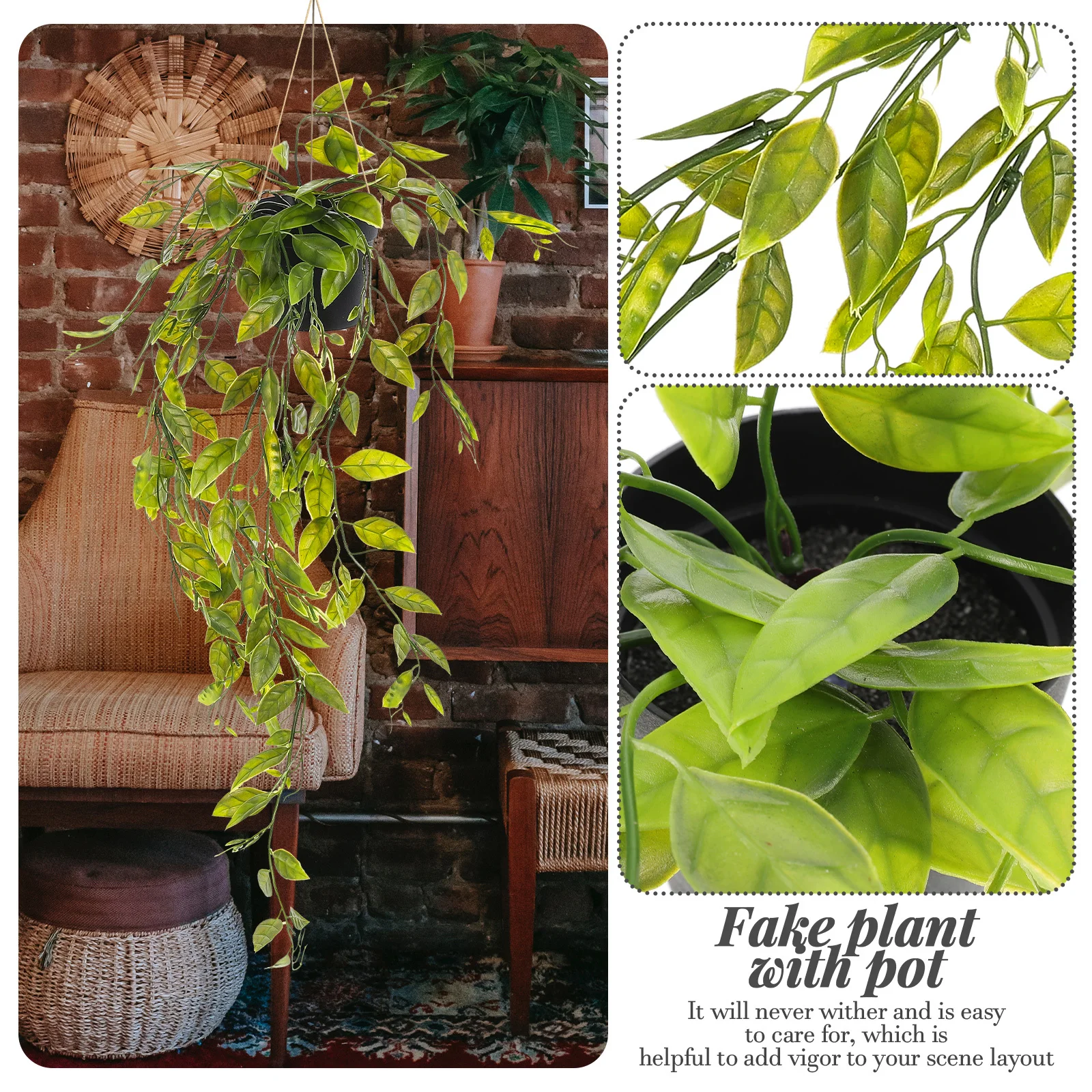 

3pcs Artificial Hanging Plants Pots Premium Faux Hanging Potted Vine For Home Wedding Decor Greenery Indoor Outdoor