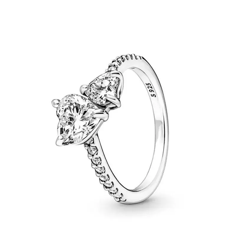 Anillo de corona con logotipo Original para mujer, Plata de Ley 925, estrella de Ginkgo, corazón, joyería DIY, regalo de alta calidad, nuevo