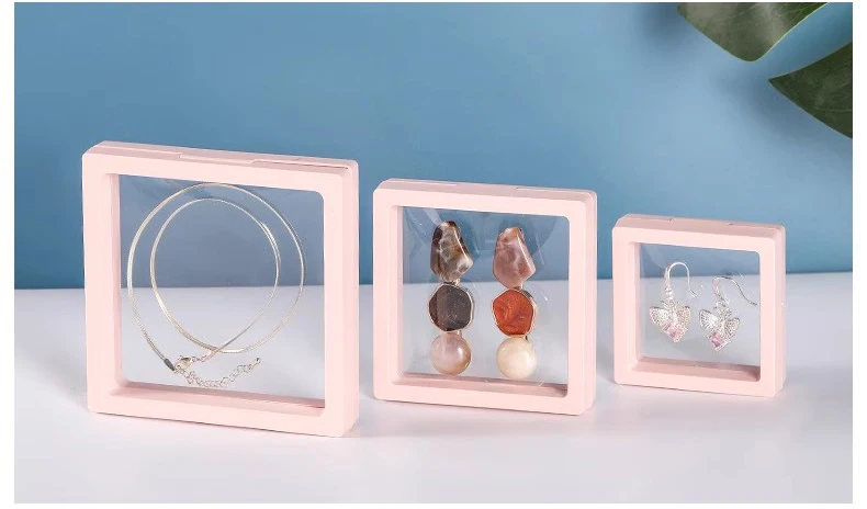 Bulk 3D Floating Frame Display Holder Stand Ornament Organizer Case Lot of 10 Travel Portable Suspended Gift Jewelry Storage Box