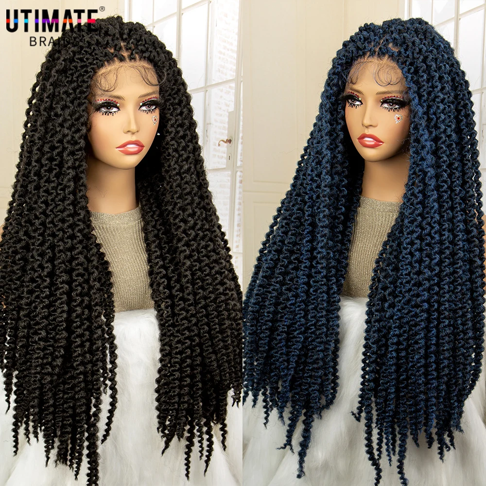 Synthetische gevlochten pruik Dreadlock pruik Afro pruik 13X4 kant frontale pruik met babyhaar doos gevlochten pruik voor zwarte vrouwen 28 inch