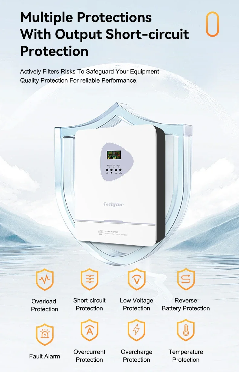 Inverter solare ibrido doppio MPPT da 11KW 11000W con ampio ingresso fotovoltaico off-grid on-grid 220VAC 230VAC 240VAC Supporto parallelo