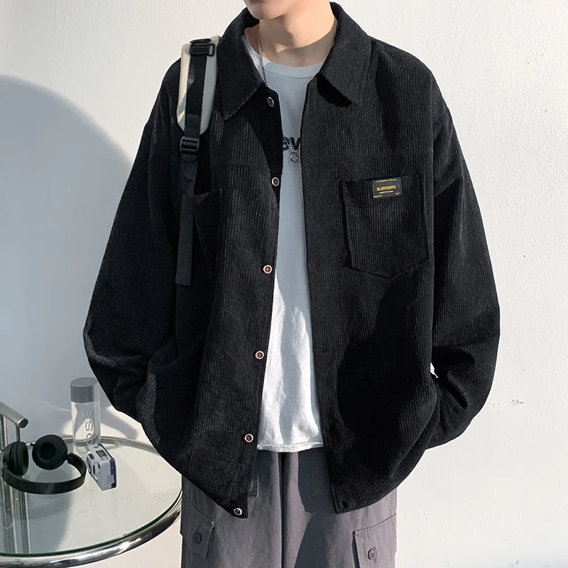 

New 2026 Men's Casual Long Sve irt Corduroy Collar Versatile Youth Spring Autumn Faion Windproof ket Design