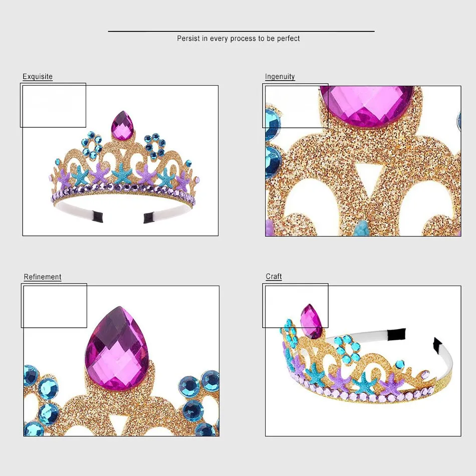 Children Hair Accessories Kids Halloween Birthday Crown Headband Baby Sparkly Princess Photoshoot Props Teens Party Hairband