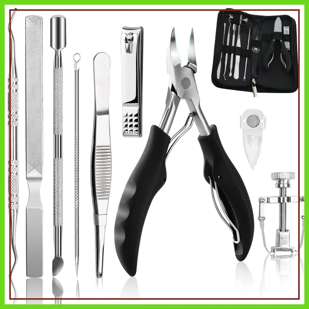 

10Pcs Ingrown Toenail Tool Kit, Nail Treatment Foot Care Set, Correction Clippers & File Lifter, Professional Pedicure Tool