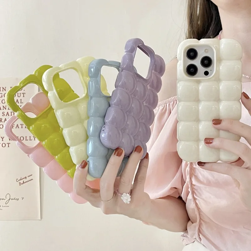 Solid Color Macaron Soft Phone Case for iPhone 16 Egg Cub Pattern 15pro Max 14 All Inclusive 13 Anti Drop 12 11 Protective Cover