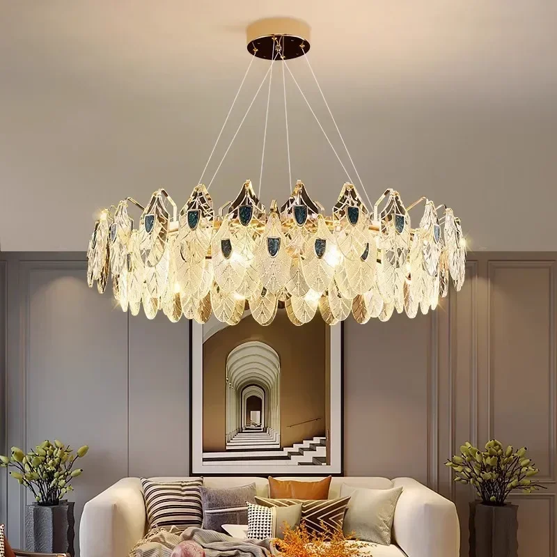 

Modern Luxury Crystal Living Room Chandelier Minimalist Villa Hall Restaurant Pendant Lights Indoor Home Lighting Bedroom Lamp