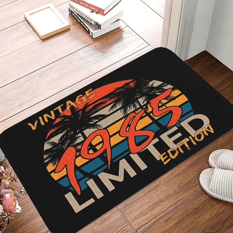 Vintage 1985 Sunset Print Doormat Retro Palm Tree Limited Edition Design Non Slip Floor Mat