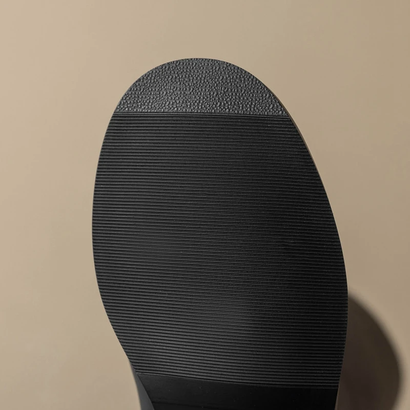 Women's new leather cowhide round head metal belt buckle, mid heel plus size and knee zipper high top boots, fashion boots - Image 5