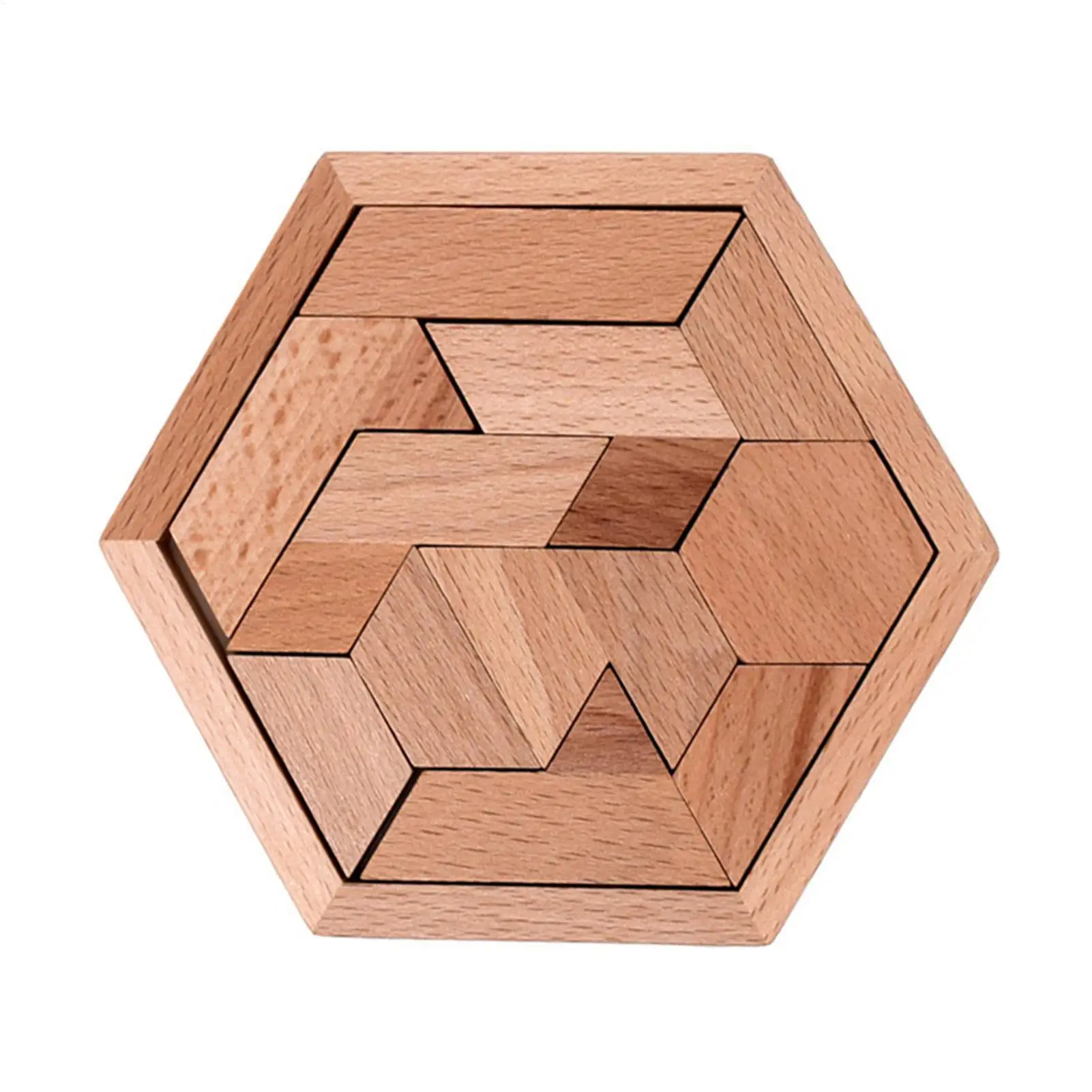 Rompecabezas De madera hexagonal, juguetes De inteligencia Tangram para niños y adultos, juegos De entrenamiento De pensamiento, Rompecabezas infantiles De Madera