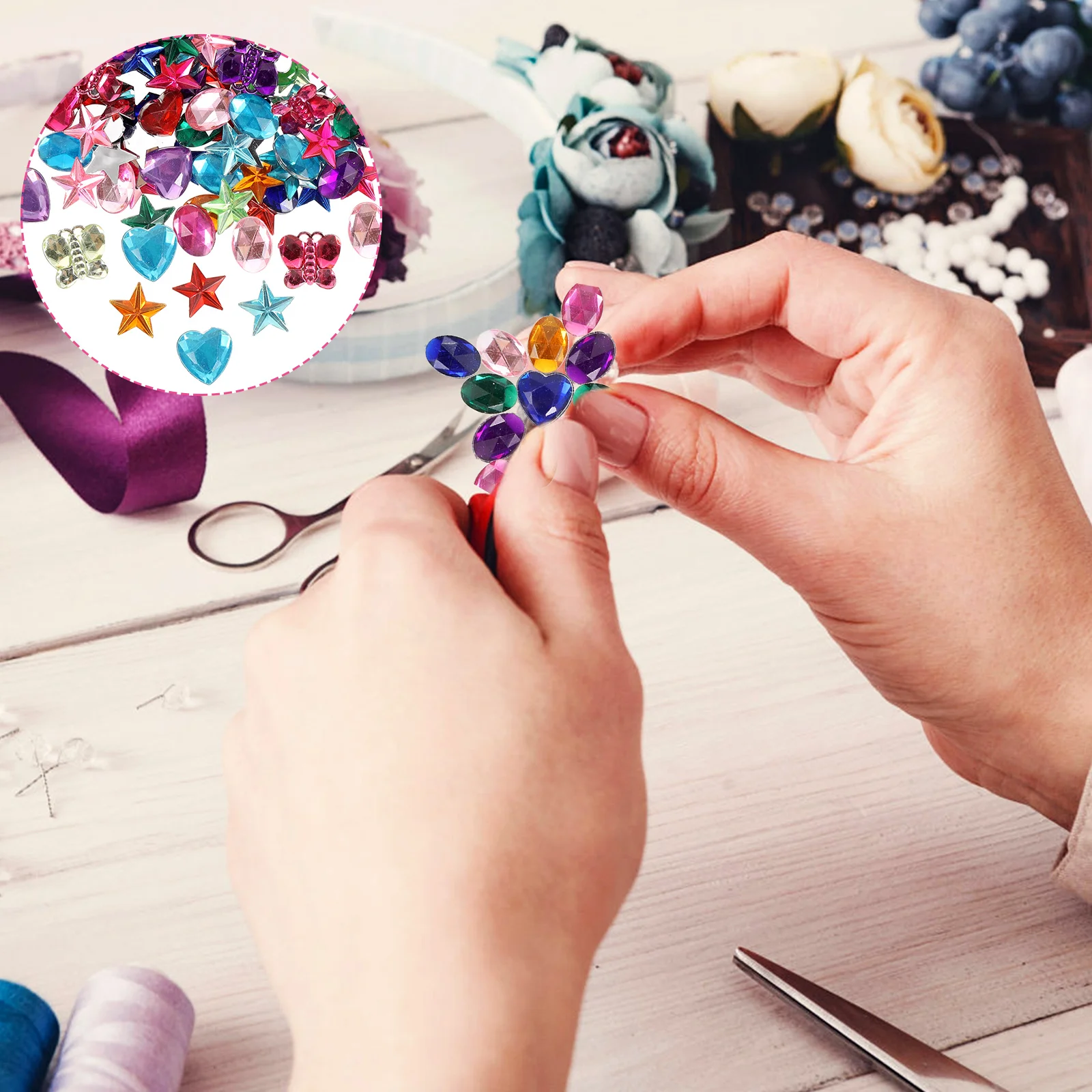 

400 Pcs Acrylic Colored Diamonds Rhinestones Sticker Decorate Bling for Crafts Gems Crafting