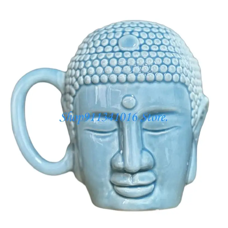 Eastern Buddhas Face Ceramic Mugs 450Ml Stylish Tea Coffee Cup Peaceful Buddhas Cup Drinking Cup For Gift Giving