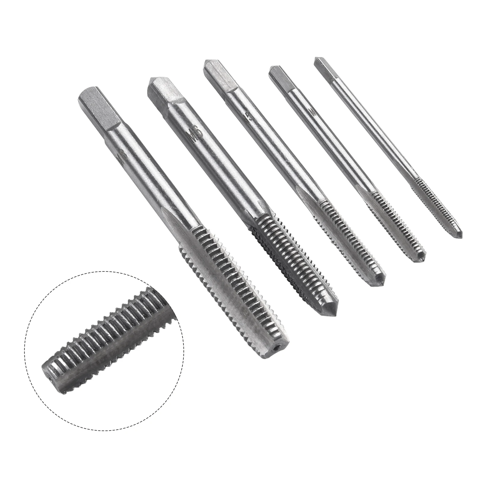

5pcs Industrial HSS Metric Taper Taps Set Right Hand Thread Tapping Drill Bits M-3 M5 M6 M8 Screw Thread Tap Drill Hand Tools