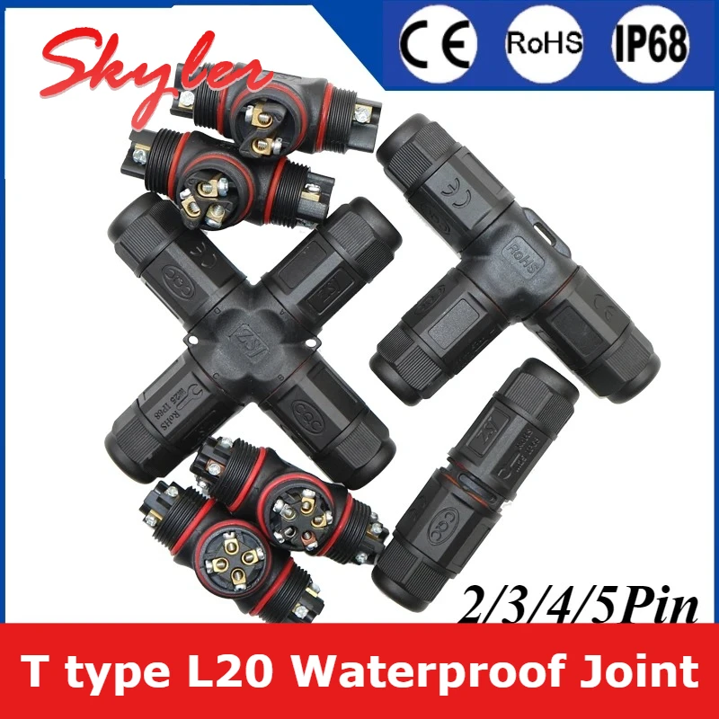 1pc L20 20A/500V Waterproof Cable Connector Outdoor IP68 2 3 4 5 Pin Connector for Light Power Drive 2/3/4Way Screw Wiring Joint