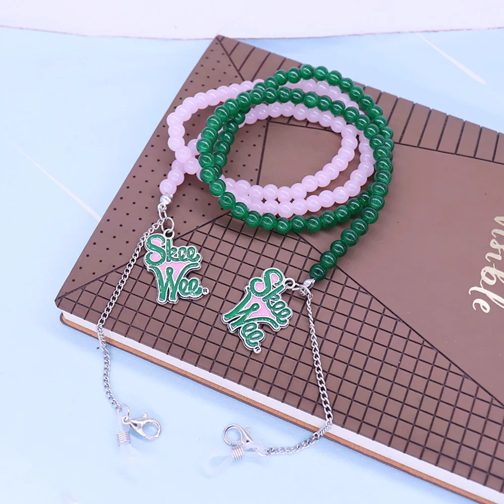 Fashion Decor Pink Green Sorority Group SKEE Pretty Alpha Lady Lanyard Sunglasses Chain Custom