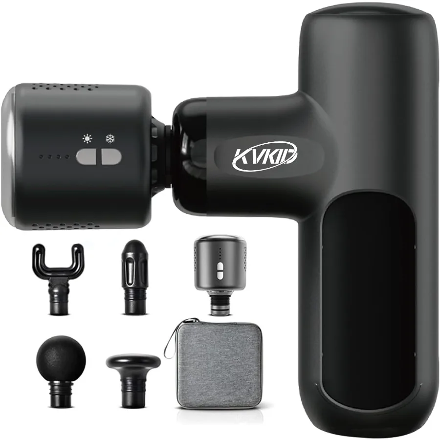 

Портативный перезаряжаемый мини-массажер с нагревом и холодной терапией для массажа глубоких тканей включает 4 насадки для облегчения боли