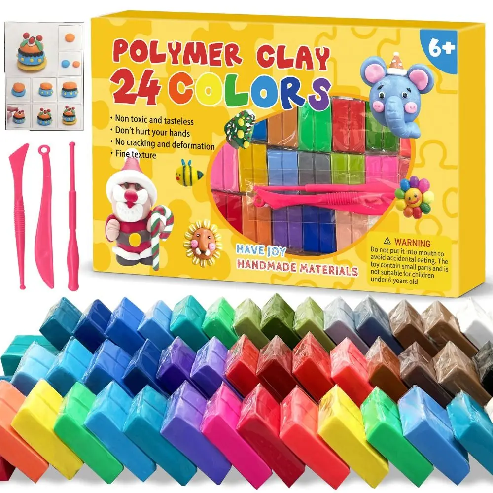 

DIY Earring Jewelry Polymer Clay Toy With Tools Kit Non-Toxic Clay Blocks Toy 24/32Color Handmade Clay Starter Kit Kids Toy