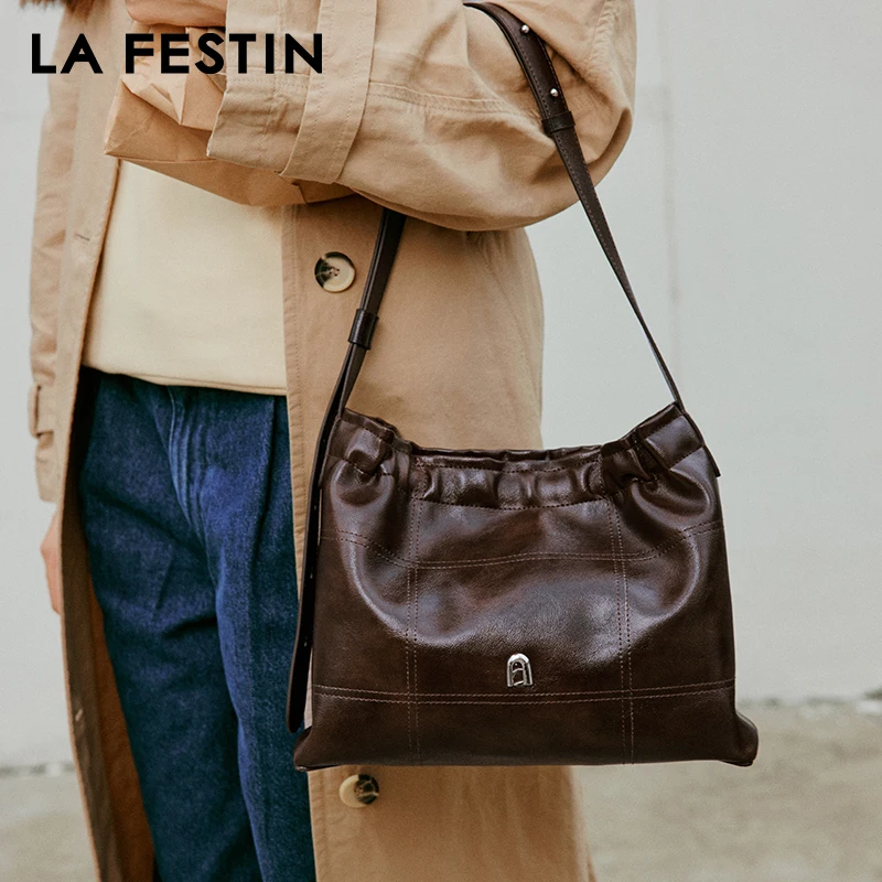 LA FESTIN Original Brand 2025 New Shoulder Crossbody Bag Women Bag Leather Bag Fashion Handbag High-capacity Bag Luxury Tote Bag