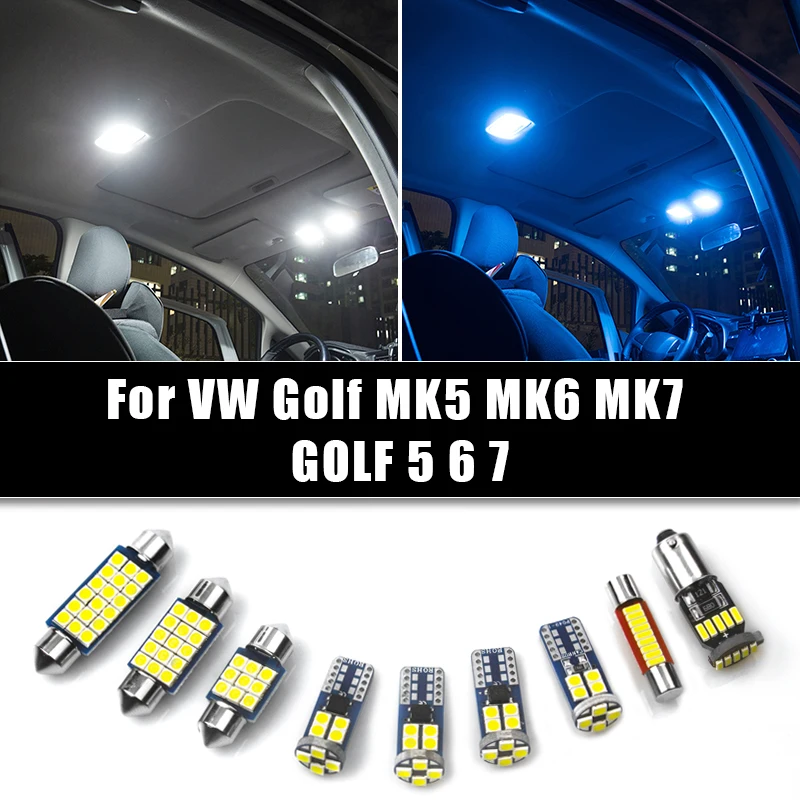 Car Interior Map Dome Reading LED Bulbs 12pcs Lamps Trunk Light Accessories 12v For Volkswagen VW Golf MK5 MK6 MK7 GOLF 5 6 7