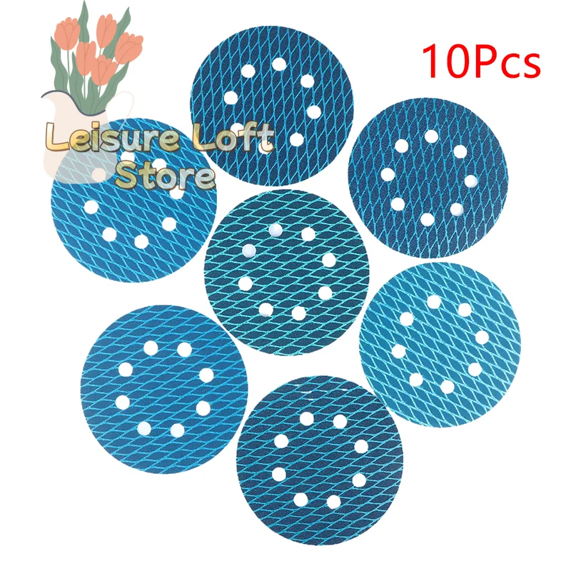

10 шт. 5-дюймовые шлифовальные диски — клейкая подложка с 8 отверстиями, зернистость 60-400 для полировки дерева и металла