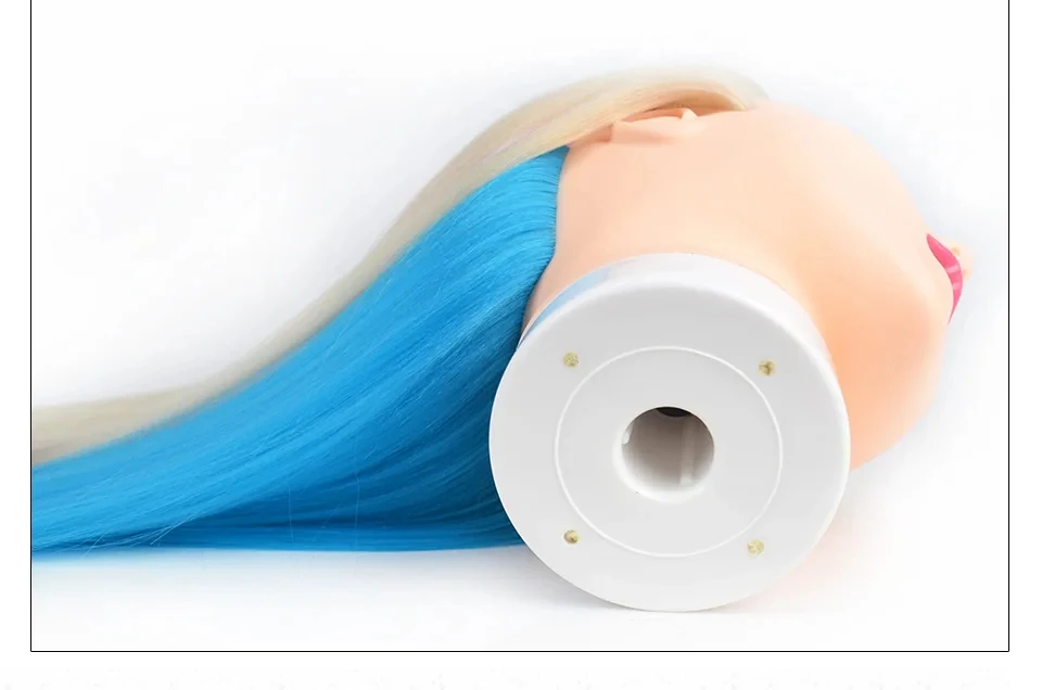 24 Zoll farbenfroher Schaufensterpuppenkopf mit langen synthetischen Haarverlängerungen, brauner Trainings- und Stylingkopf mit Ständer, Geschenk – Detail 3