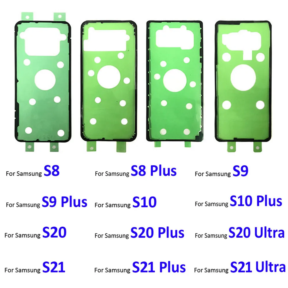 Etiqueta impermeável da tampa de vidro da bateria, fita adesiva para Samsung S8, S9, S10, S10E, S20, S21, S22 Plus, Ultra Fe, 2pcs