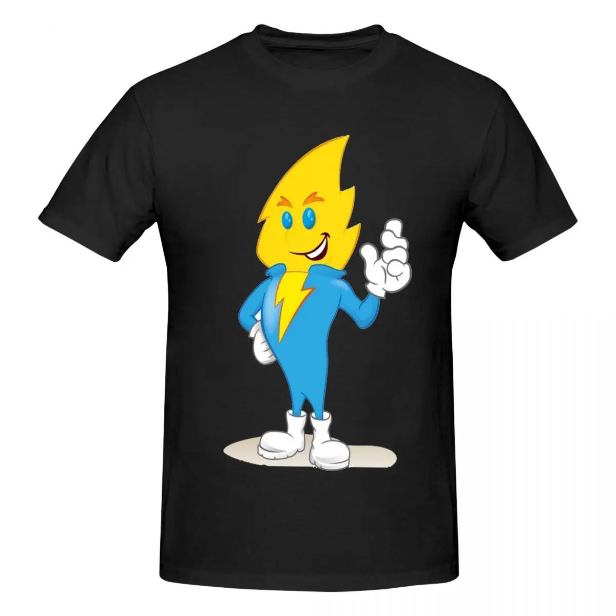 Illustration Of An Electric Power Mascot T-Shirt for Men Cotton T Shirts Men's Short Sleeve O-Neck Summer Clothes Tops S-6XL