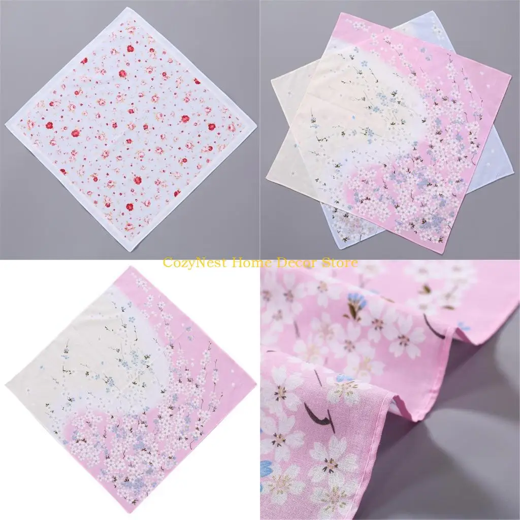 92MF Women Cotton Handkerchief Soft Pocket Hanky Towel Absorbent Suitable for Wedding
