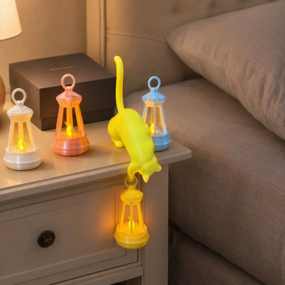 Cartoon Animal Cat Hanging Cat Night Light 3D Cute Cat Hook Lamp Ornaments Creative Mini Lantern Cat Decor Door Decoration