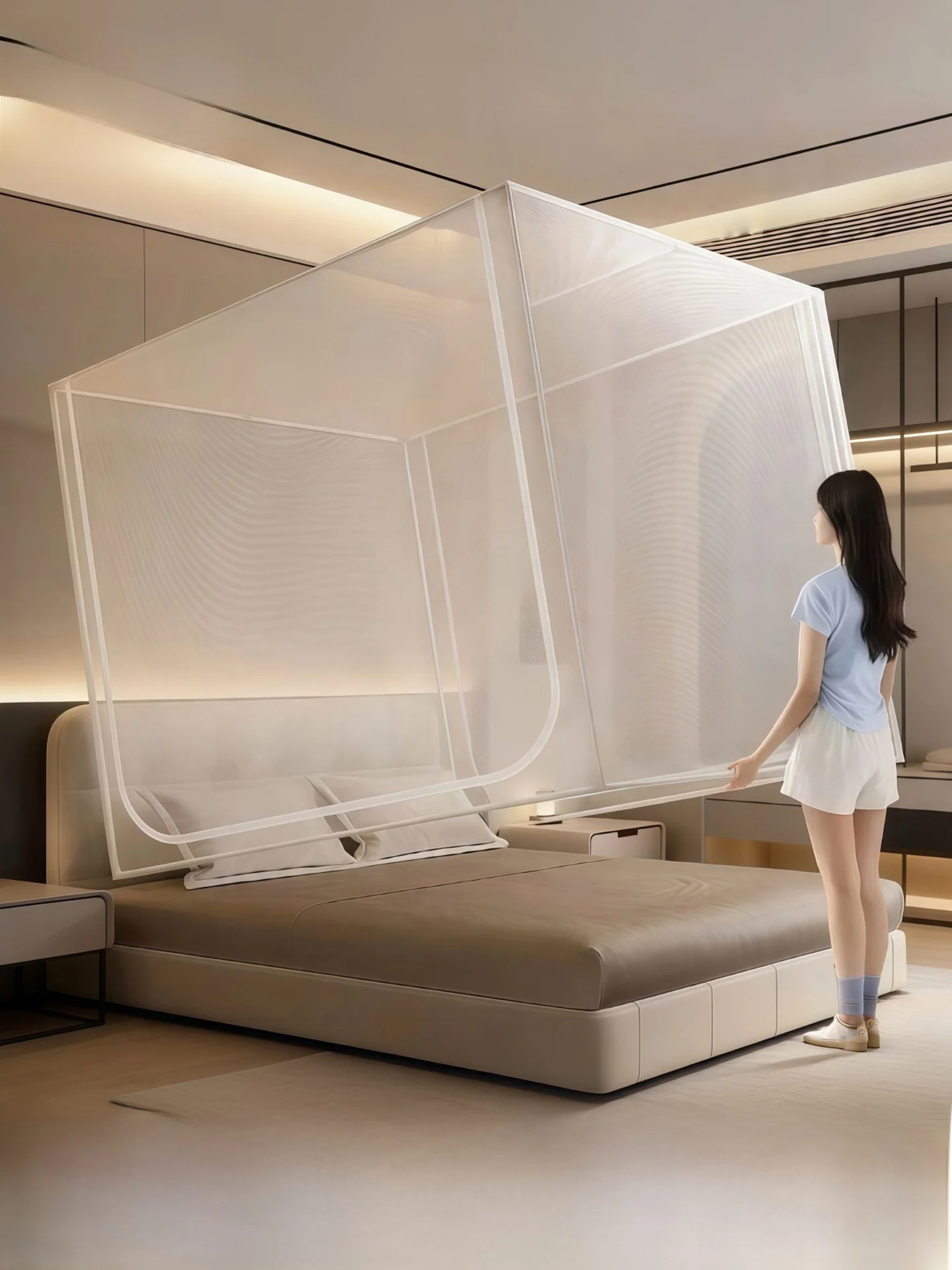 new-anti-fall-mosquito-net-full-cover-style-bedroom-baby-prevent-fall-bed-mongolian-tent-bottom-return-all-envelope-type-pattern