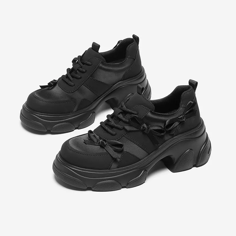 

Outdoor Fitness Chunky Sneakers Fashion Butterfly-knot Women Shoes Chunky Heel Platform Shoes Breathable Ladies Casual Shoe New
