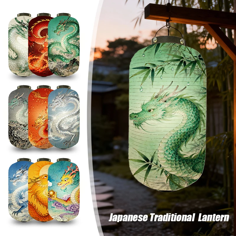 

20x35cm Chinese Style Dragon Pattern Lantern Traditions Cloth Lantern For Holiday Party Home Balcony Hotel Restaurant Decoration