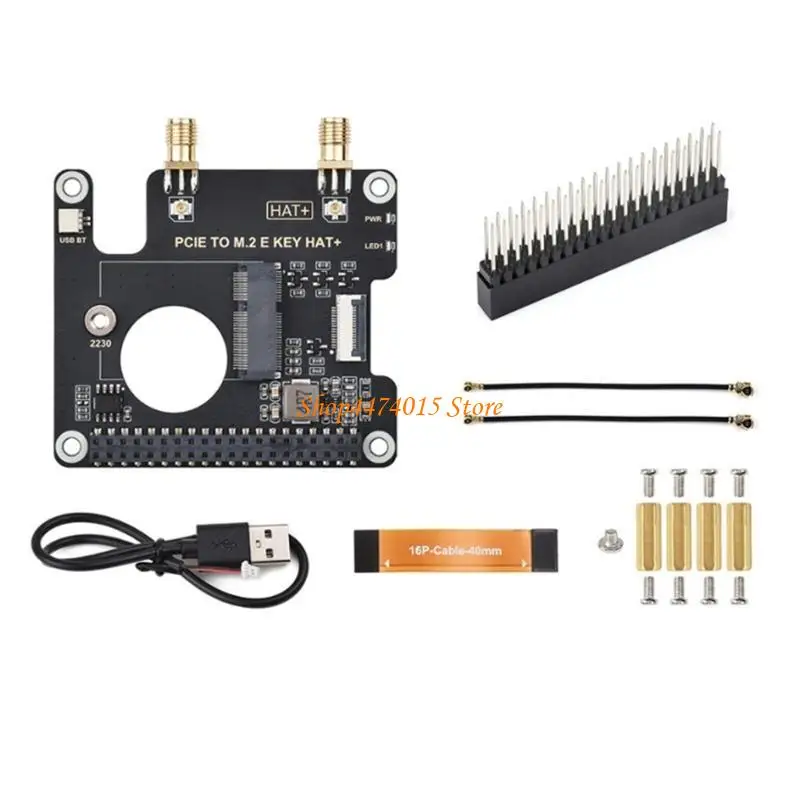 

K1AA PCIE To M.2 E Key HAT+ Adapter Board For Pi 5 Wireless Card Module With Highly Speed Data Transfer Easy Installation