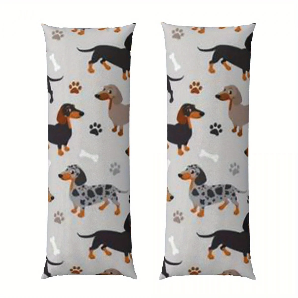 Dog Doxie Double-Sided Printed Body Pillow, Soft Polyester Cushion Cover, Vintage Style, Machine Washable