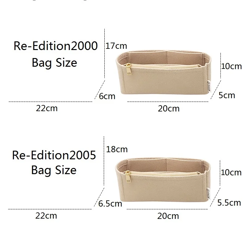 Fits For P Re-Edition Under Arm Felt Insert Bag Organizer Makeup Handbag Liner Travel Inner Purse Portable Cosmetic Base Shaper