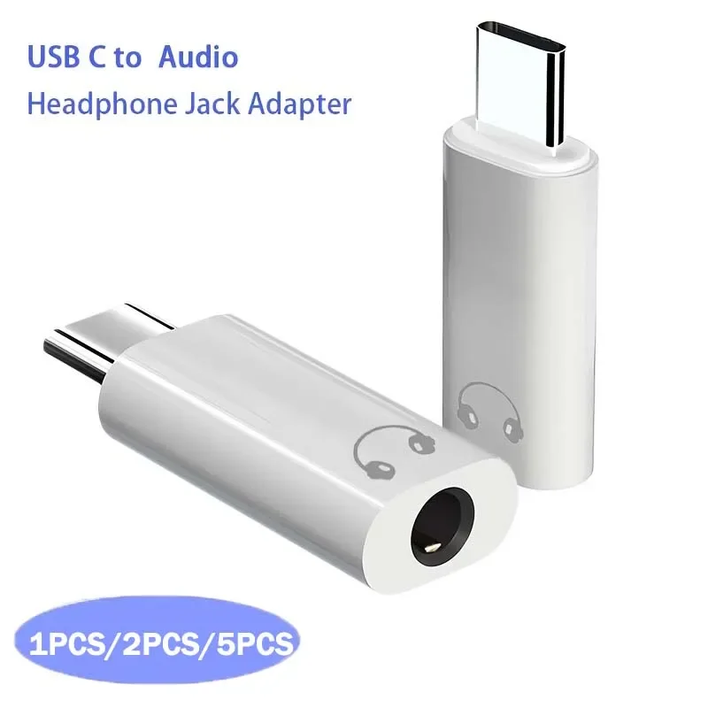 1/2/5PCS Hi-Fi Audio USB-C to 3.5Mm Headphone Jack Adapters Compatible with for Iphone 15,Galaxy S23/S22 Ultra,Ipad Pro,Pixel