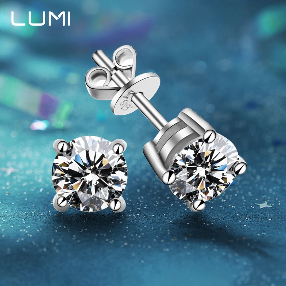 

0.3-2CT GRA Certified Moissanite Stud Earrings for Women 925 Sterling Silver Diamond Ear Studs Wedding Fine Jewelry
