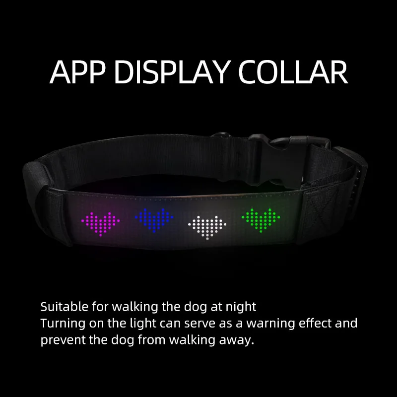 Collar de perro Digital para seguridad y noche, luz LED de desplazamiento, programable, interactiva, Bluetooth, reflectante, iluminado