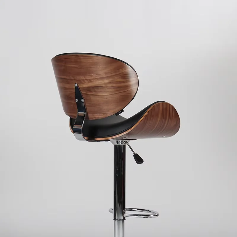 Silver Metal Lounge Chairs Portable Design Adjustable Quality Swivel Stools Nordic Luxury Leather Banqueta Bar Furniture