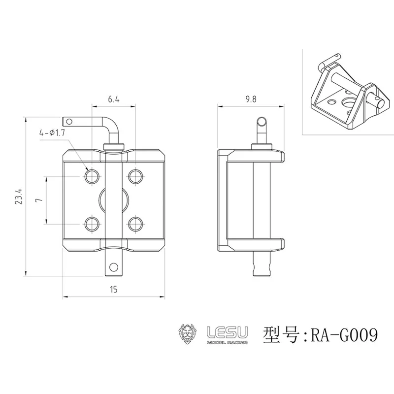 1/10 LESU RAVE-UM406 crochet de queue en métal RA-G009 pour modèle de camion léger RC