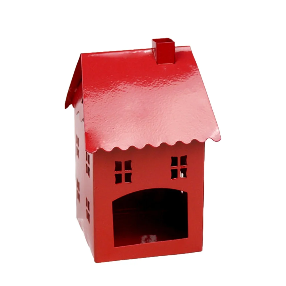 عيد الميلاد الحديد البيت الشمعدان الأحمر الحديد الحرفية حامل للمنزل مكتب الزفاف سطح المكتب الديكور عيد الميلاد حامل