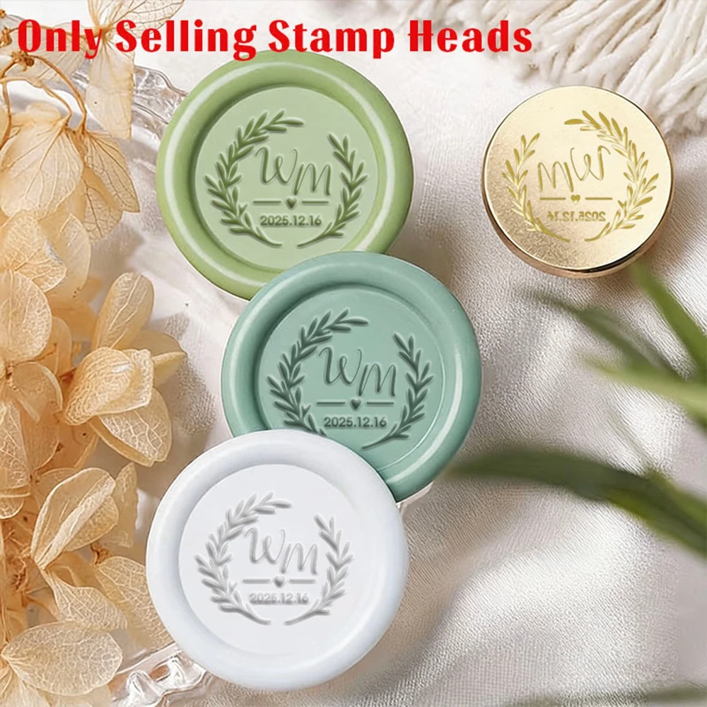 1PC Vintage Customizable Engraved Initials Brass Stamp Custom Engraved Initials Perfect for Wedding Invitations,