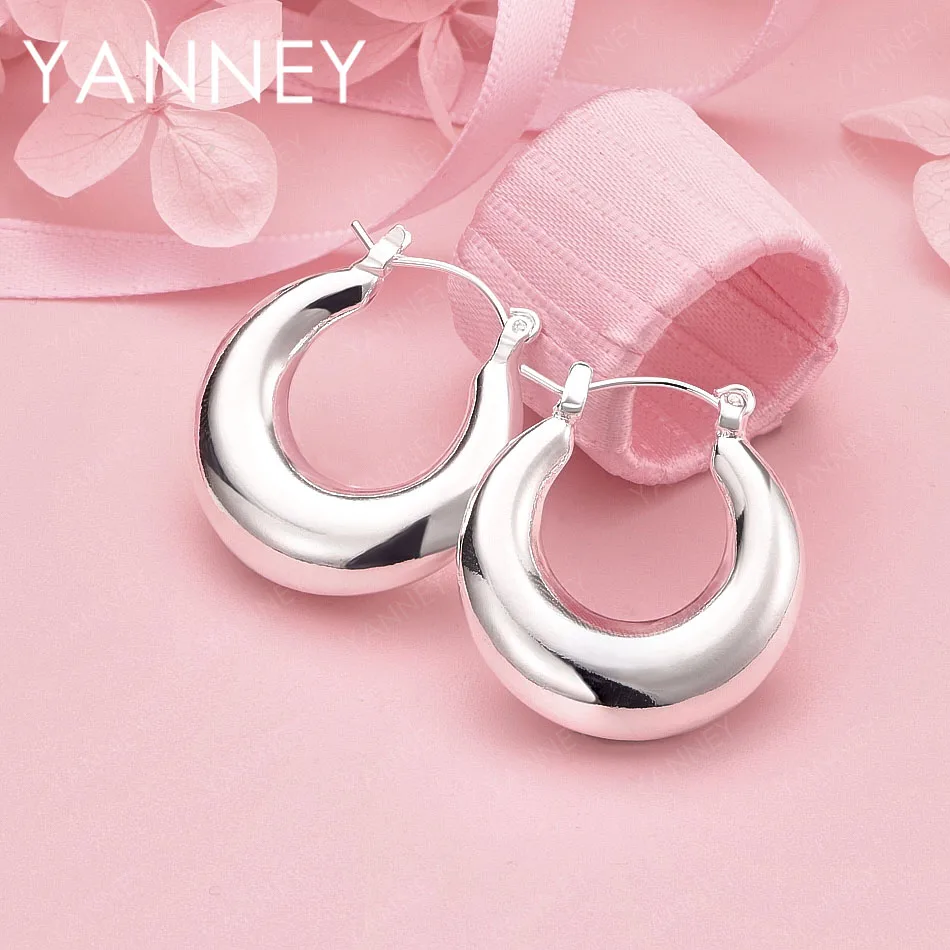 

Luxurious 925 Sterling Silver Exquisite Shiny Round Earrings, Fashionable Women's Party and Wedding Accessories Jewelry